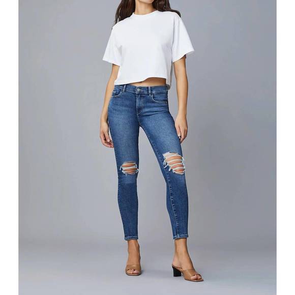 NEW DL1961 - WOMEN'S florence skinny jean in blue nova distressed - Picture 1 of 4